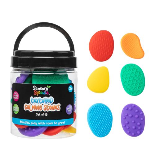 Textured Sensory Calming Stones for Tactile Learning Sensory Sprouts 18 Pack