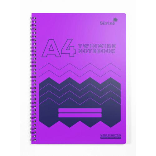 A4 Twin Wire Lined Notebook Silvine Polypropylene 160 Pages