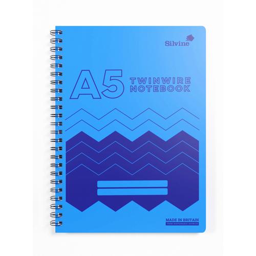 A5 Twin Wire Lined Notebook Silvine Polypropylene 160 Pages