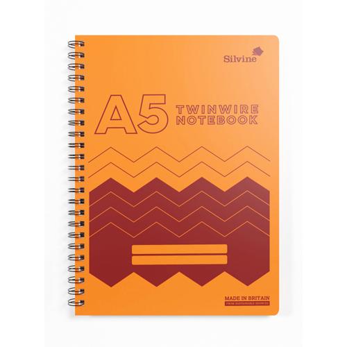 A5 Twin Wire Lined Notebook Silvine Polypropylene 160 Pages