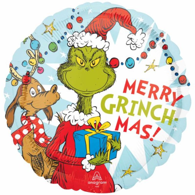 Colorful 45cm Grinch balloon for festive Christmas celebrations, perfect for parties and holiday decorations.