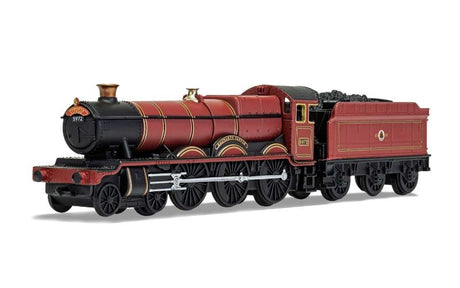 Diecast model of the Harry Potter Hogwarts Express, featuring intricate details and vibrant red design, perfect for collectors.