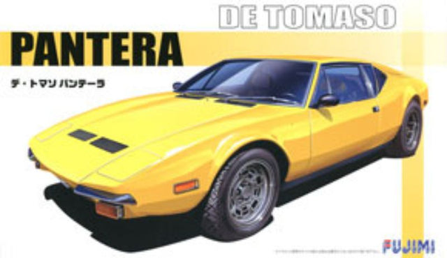 1/24 scale model kit of the Fujimi De Tomaso Pantera, ideal for car enthusiasts and model builders.