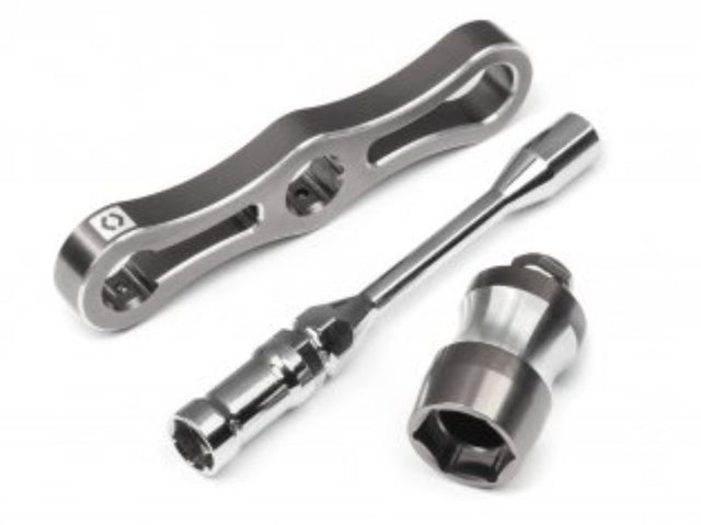 Heavy-duty P-Series socket wrench set for RC cars, featuring dual-use 17mm wrench and chrome-plated double-ended tools.