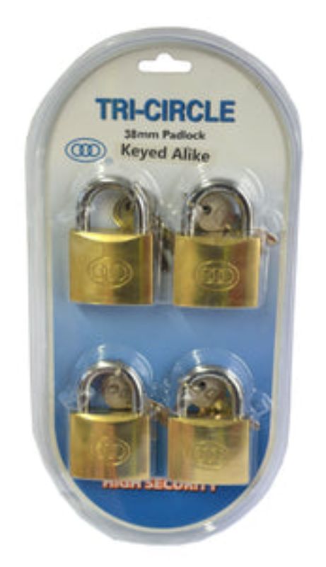 Padlocks Keyed Alike-set of 4,38mm Tri Circle