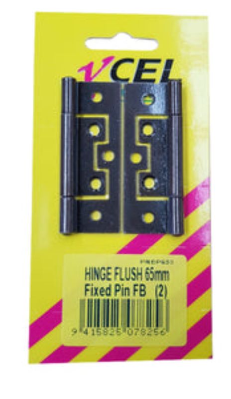 Flush Hinges - FB Fixed Pin 2-pce 65mm Carded Xcel