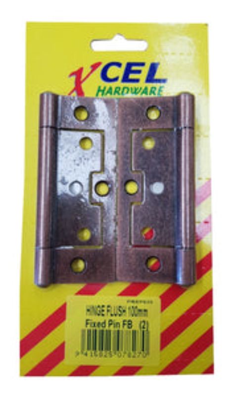 Flush Hinges - FB Fixed Pin 2-pce 100mm Carded Xcel