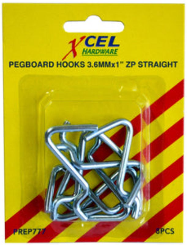 PEGBOARD HOOKS (8) 1/8 x 1"Straight