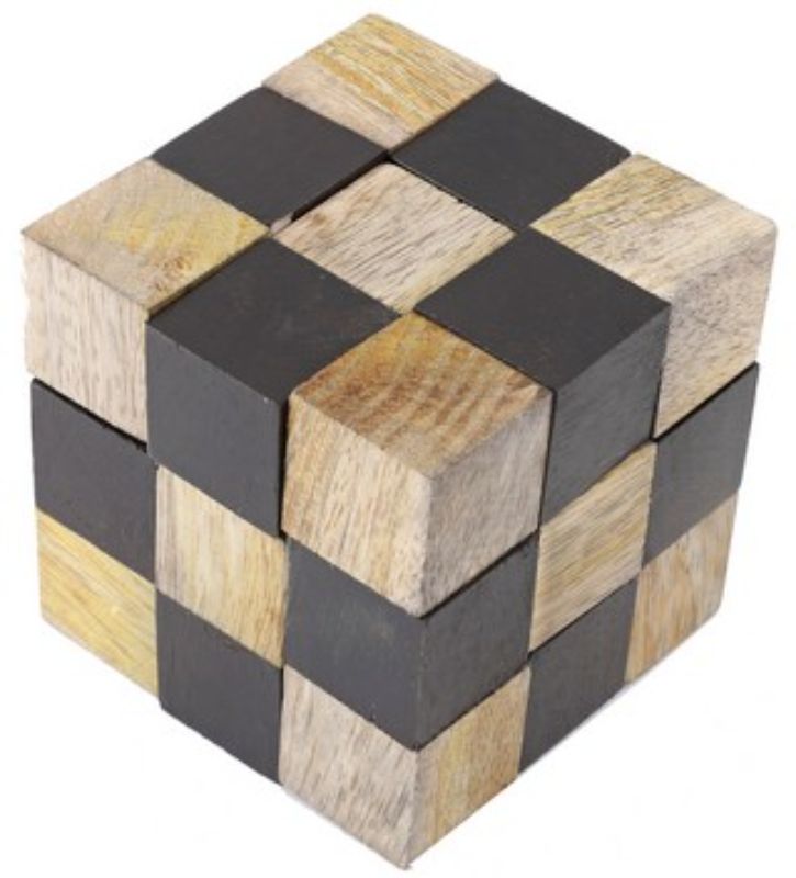 WOOD PUZZLE GAME - NATURAL/Black (7.7cm)