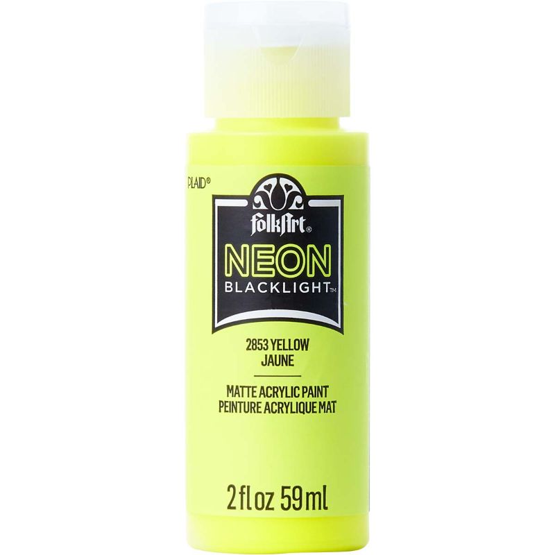 Folk Art Acrylic Paint Neon Blacklight 2oz/59ml YELLOW 2853