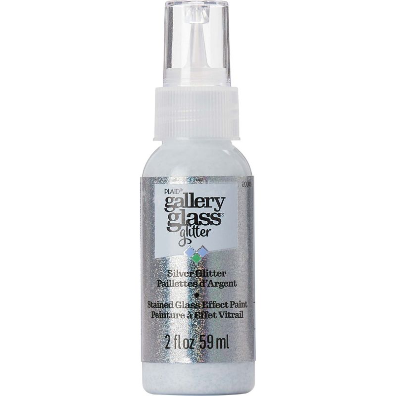 Plaid Gallery Stained Glass Paint 59ml SILVER GLITTER O 20045