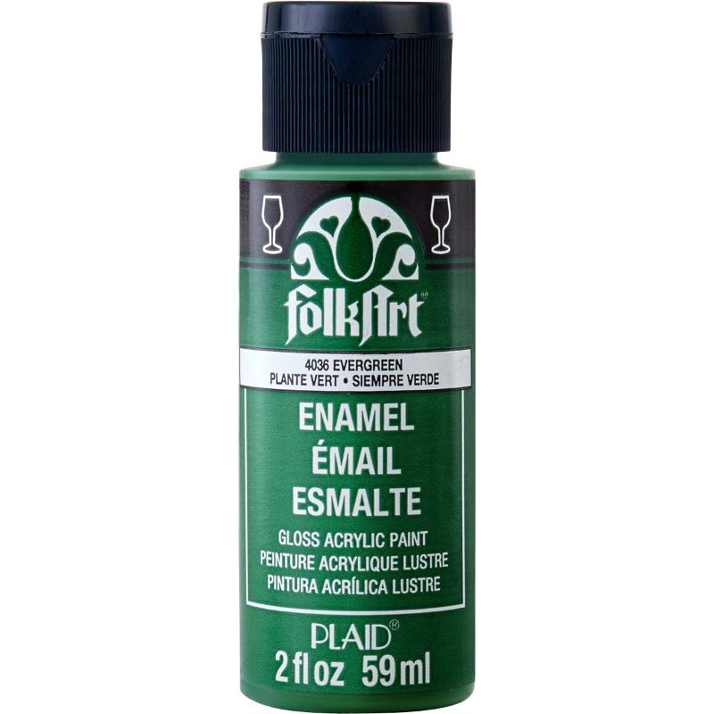 Folk Art Glass Acrylic Paint Enamel 2oz/59ml EVERGREEN 4036