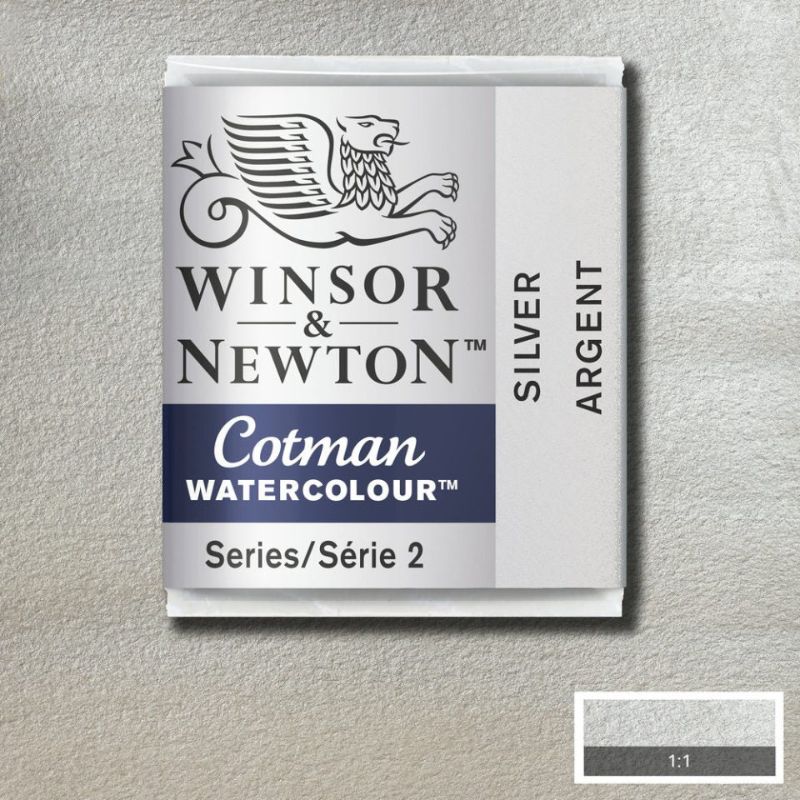 Winsor & Newton Cotman Watercolour Half Pans Paint SILVER
