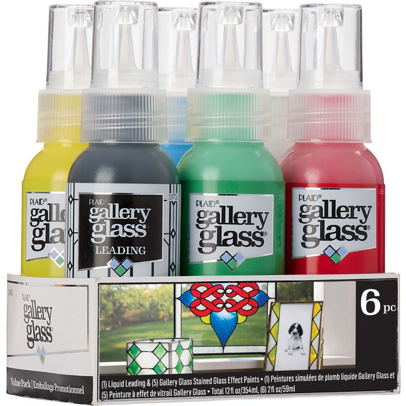 Plaid Gallery Stained Glass Paint Basic Set Of 6