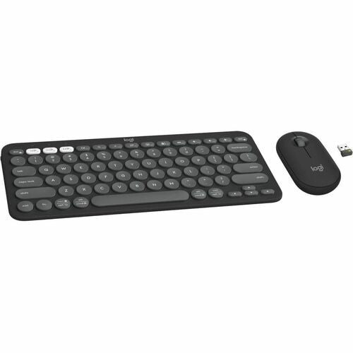 Logitech Pebble 2 Combo Wireless Keyboard and Mouse - Tonal Graphite - USB Bluetooth Connectivity