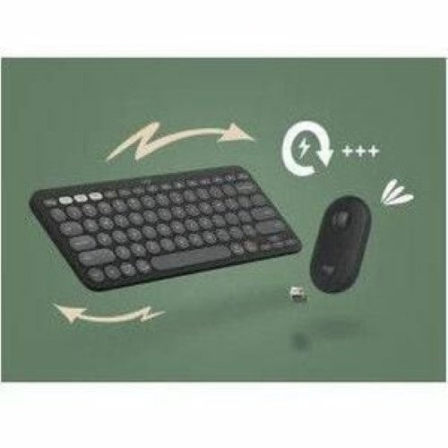 Logitech Pebble 2 Combo Wireless Keyboard and Mouse - Tonal Graphite - USB Bluetooth Connectivity