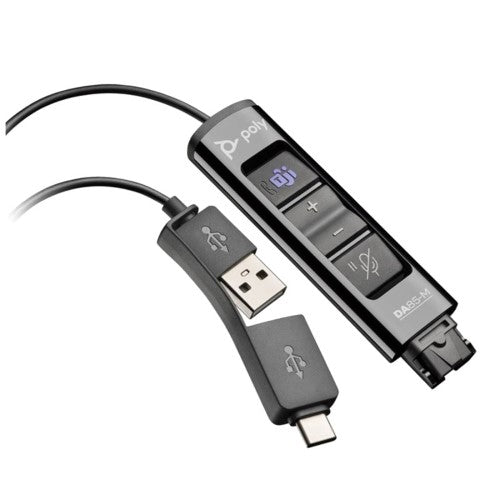 HP Poly DA85-M USB to QD Adapter - Seamless Audio Solution for Poly Headsets & Microsoft Teams