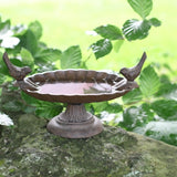 Bird Bath On Foot W/2 Birds (23 x 14 x 13cm)