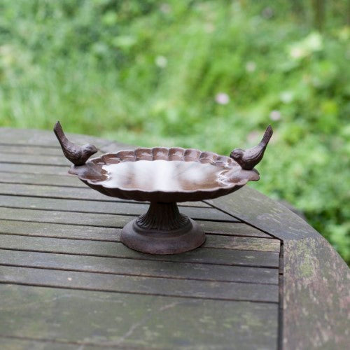 Bird Bath On Foot W/2 Birds (23 x 14 x 13cm)