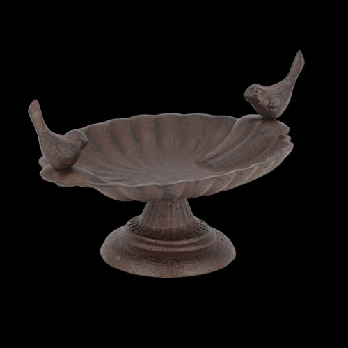 Bird Bath On Foot W/2 Birds (23 x 14 x 13cm)