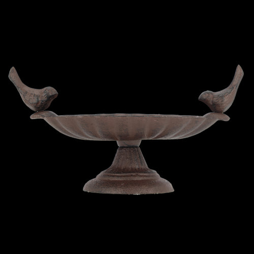 Bird Bath On Foot W/2 Birds (23 x 14 x 13cm)