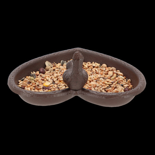 Bird Feeder/Bath - Cast Iron Heart 17cm (Set of 2)