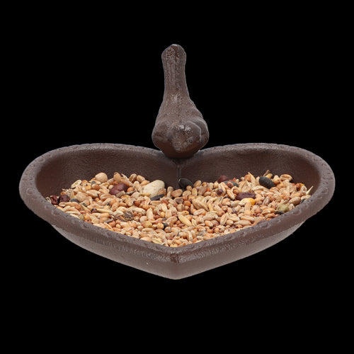 Bird Feeder/Bath - Cast Iron Heart 17cm (Set of 2)