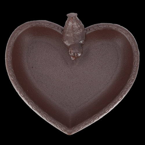 Bird Feeder/Bath - Cast Iron Heart 17cm (Set of 2)