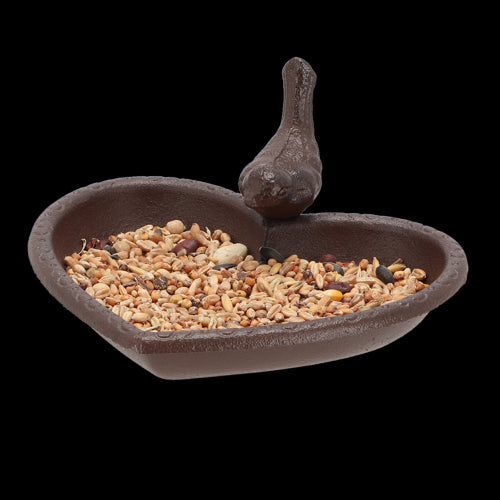 Bird Feeder/Bath - Cast Iron Heart 17cm (Set of 2)