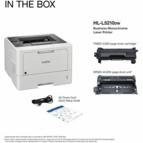 Brother HLL5210DW Monochrome Laser Printer - Fast, Wireless, Duplex, High-Volume Printing