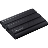 Samsung T7 Shield 4TB Portable SSD in black, IP65 rugged design, offers fast data transfer and durable protection for professionals.