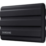 Samsung T7 Shield 4TB Portable SSD in black, boasting IP65 ruggedness, 1050 MB/s read speeds, ideal for on-the-go data storage.