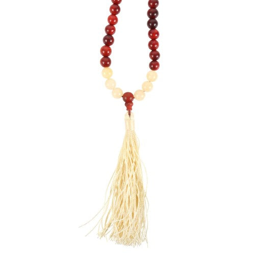 Self Confidence Rosewood & Yellow Jasper Mala Necklace