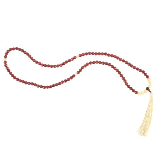 Self Confidence Rosewood & Yellow Jasper Mala Necklace