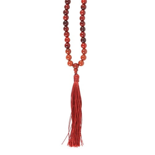 Grounding Rosewood & Red Jasper Mala Necklace