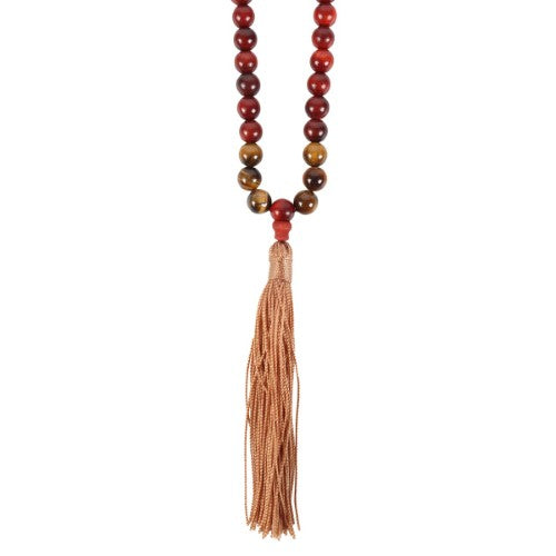 Self Expression Rosewood & Tiger's Eye Mala Necklace