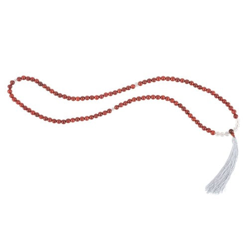 Stress Less Rosewood & Clear Quartz Mala Necklace