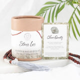 Stress Less Rosewood & Clear Quartz Mala Necklace