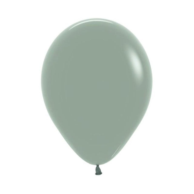 Pack of 100 Sempertex 30cm pastel dusk laurel green latex balloons for elegant celebrations and eco-friendly decorations.