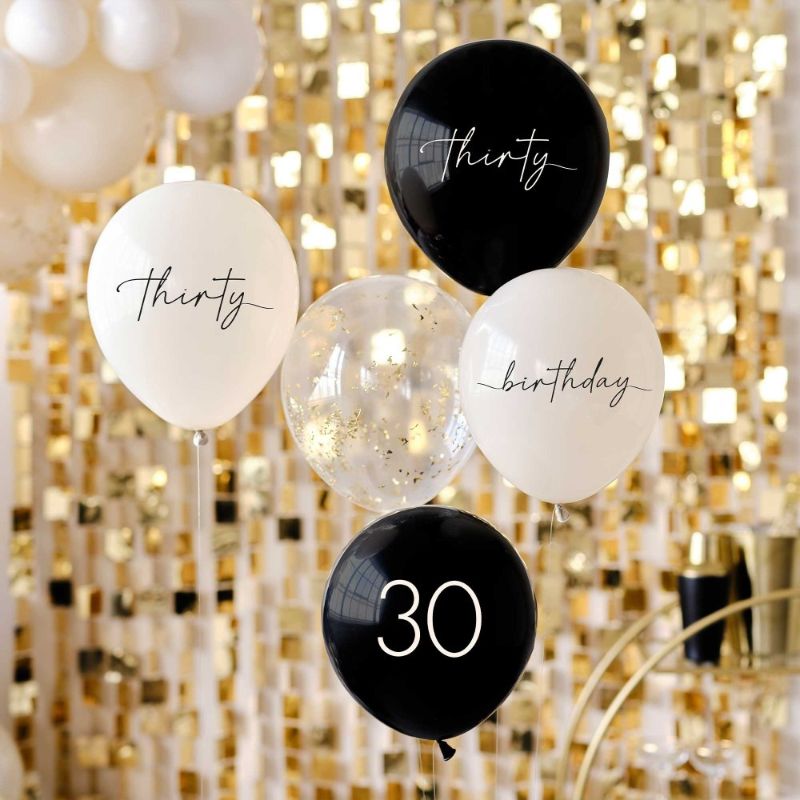 Cream & Champagne Gold 30th Birthday Party Balloons - Pack of 5