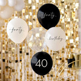 Elegant cream and champagne gold balloons for a sophisticated 40th birthday celebration, pack of 5.