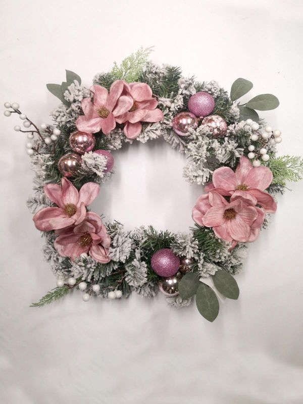 Christmas Wreath - 24 Rose Gold Decorated Christmas Wreath