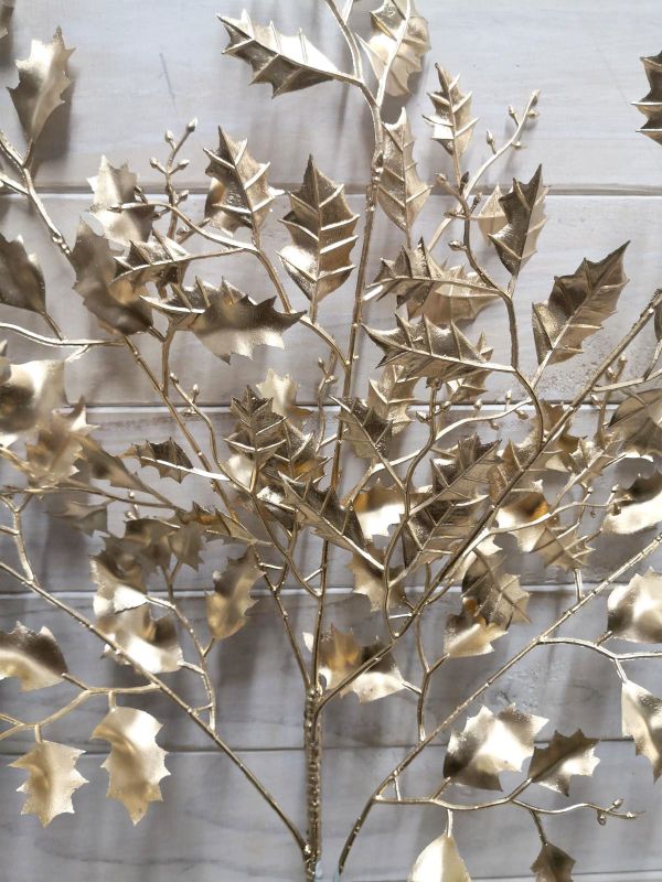 Gold - 70cmGold Holly Leaf Spray  Silver