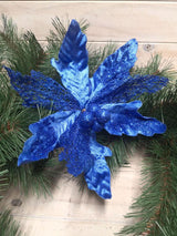 Flower-Poinsettia Metal & Mesh Head  Blue