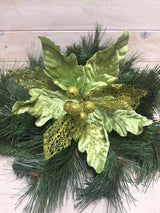 Flower-Poinsettia Metal & Mesh Head  Green