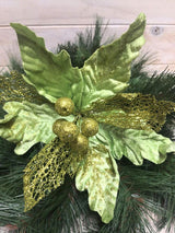 Flower-Poinsettia Metal & Mesh Head  Green