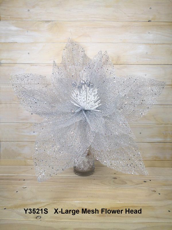 Flower-50cmMesh Flower X-Large  Silver