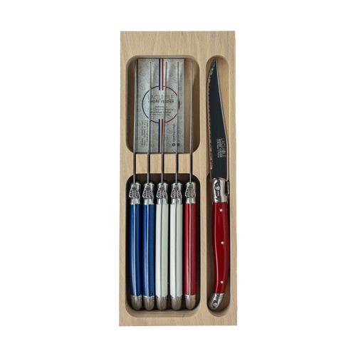LAGUIOLE STEAK KNIFE SET 6 TRICOLOUR