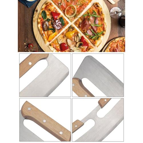 PIZZA ROCKER CUTTER WITH WOOD HANDLE 33C