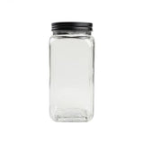 Large Square Glass Jar With Black Lid  T&G